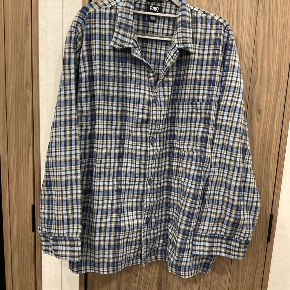 TOGO Mens Button Up Collared Pajama Shirt Size XL